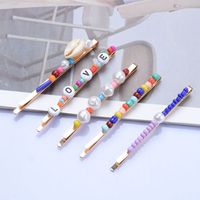 Lady Letter Alloy Plating Inlay Artificial Pearls Hair Clip main image 4
