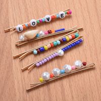 Lady Letter Alloy Plating Inlay Artificial Pearls Hair Clip main image 2