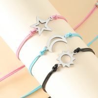 Casual Hip-hop Sweet Sun Star Moon Stainless Steel Cotton Blend Handmade Polishing Hollow Out Bracelets main image 3