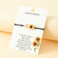 Vacation Romantic Pastoral Sunflower Plant Alloy Polyester Rope Polishing Plating Braid Gold Plated Rhodium Plated Couple Bracelets main image 10