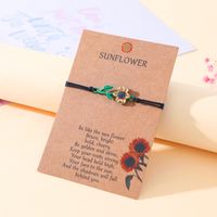 Vacation Romantic Pastoral Sunflower Plant Alloy Polyester Rope Polishing Plating Braid Gold Plated Rhodium Plated Couple Bracelets main image 8