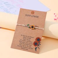 Vacation Romantic Pastoral Sunflower Plant Alloy Polyester Rope Polishing Plating Braid Gold Plated Rhodium Plated Couple Bracelets main image 7