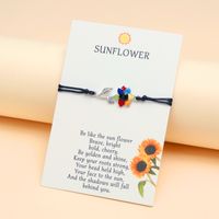 Vacation Romantic Pastoral Sunflower Plant Alloy Polyester Rope Polishing Plating Braid Gold Plated Rhodium Plated Couple Bracelets main image 6