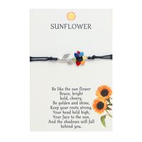 Vacation Romantic Pastoral Sunflower Plant Alloy Polyester Rope Polishing Plating Braid Gold Plated Rhodium Plated Couple Bracelets sku image 2