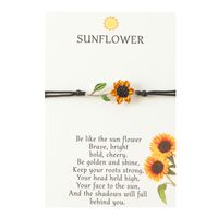 Vacation Romantic Pastoral Sunflower Plant Alloy Polyester Rope Polishing Plating Braid Gold Plated Rhodium Plated Couple Bracelets sku image 7