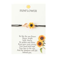 Vacation Romantic Pastoral Sunflower Plant Alloy Polyester Rope Polishing Plating Braid Gold Plated Rhodium Plated Couple Bracelets sku image 1
