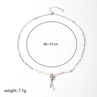 Baroque Style Bow Knot Copper Plating Inlay Freshwater Pearl 18k Gold Plated Silver Plated Pendant Necklace sku image 2