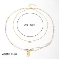 Baroque Style Bow Knot Copper Plating Inlay Freshwater Pearl 18k Gold Plated Silver Plated Pendant Necklace sku image 3