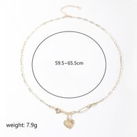 Ig Style Heart Shape Freshwater Pearl Copper 18k Gold Plated Artificial Diamond Pendant Necklace In Bulk sku image 1