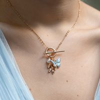 Sweet Butterfly Copper 18k Gold Plated Pendant Necklace In Bulk main image 3