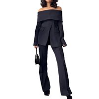 Women's Long Sleeve Blazers Pocket Business Solid Color main image 2