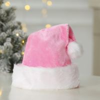 Christmas High-end Plush Christmas Hat Plus-sized Thick Big Ball Christmas Hat Hat For The Elderly Green Pink Red main image 4