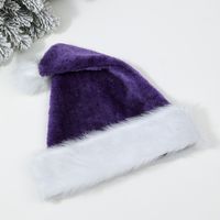Christmas High-end Plush Christmas Hat Plus-sized Thick Big Ball Christmas Hat Hat For The Elderly Green Pink Red sku image 4