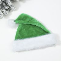 Christmas High-end Plush Christmas Hat Plus-sized Thick Big Ball Christmas Hat Hat For The Elderly Green Pink Red sku image 5