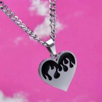 Streetwear Geometric Heart Shape Titanium Steel Enamel Women's Pendant Necklace sku image 2