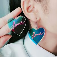 Wholesale Jewelry Simple Style Heart Shape Arylic Printing Drop Earrings sku image 1