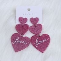 Wholesale Jewelry Simple Style Heart Shape Arylic Printing Drop Earrings sku image 6