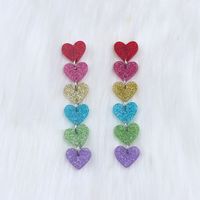 Wholesale Jewelry Simple Style Heart Shape Arylic Printing Drop Earrings sku image 5