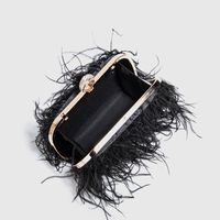 White Black Pink Feather Solid Color Square Evening Bags main image 5