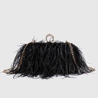 White Black Pink Feather Solid Color Square Evening Bags sku image 2
