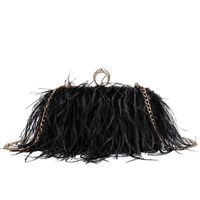 White Black Pink Feather Solid Color Square Evening Bags main image 3