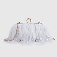 White Black Pink Feather Solid Color Square Evening Bags sku image 1