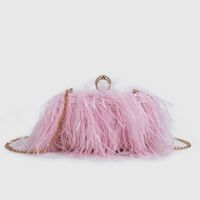 White Black Pink Feather Solid Color Square Evening Bags sku image 3
