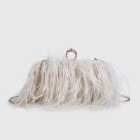 White Black Pink Feather Solid Color Square Evening Bags sku image 7