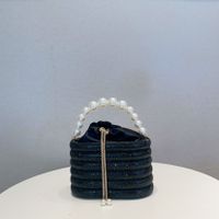 Women's Small All Seasons Pu Leather Stripe Streetwear Pearls Square String Handbag main image 3