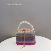 Women's Small All Seasons Pu Leather Stripe Streetwear Pearls Square String Handbag main image 5