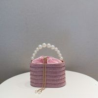 Women's Small All Seasons Pu Leather Stripe Streetwear Pearls Square String Handbag sku image 4