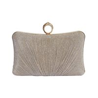 Champagne Silver Black Polyester Solid Color Square Evening Bags main image 1
