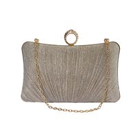 Champagne Silver Black Polyester Solid Color Square Evening Bags main image 2