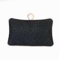 Champagne Silver Black Polyester Solid Color Square Evening Bags sku image 3