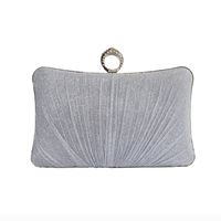 Champagne Silver Black Polyester Solid Color Square Evening Bags sku image 2