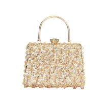 Gold Silver Black Sequin Solid Color Square Evening Bags sku image 1