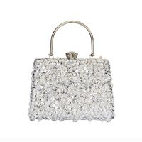 Gold Silver Black Sequin Solid Color Square Evening Bags sku image 2