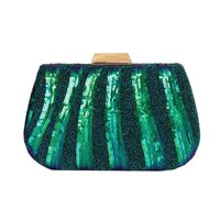 Black Green Sequin Stripe Oval Evening Bags main image 1