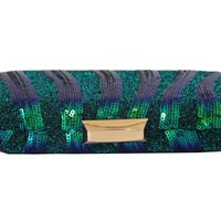 Black Green Sequin Stripe Oval Evening Bags main image 2