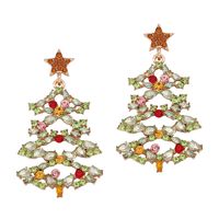 Wholesale Jewelry Streetwear Christmas Tree Alloy Rhinestones Inlay Drop Earrings main image 4