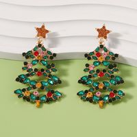 Wholesale Jewelry Streetwear Christmas Tree Alloy Rhinestones Inlay Drop Earrings main image 1