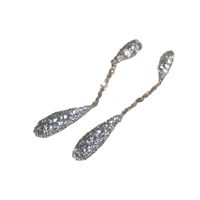 1 Pair Simple Style Streetwear Water Droplets Tassel Chain Inlay Copper Zircon Drop Earrings main image 2
