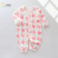 Casual Animal Flower Bow Knot Cotton Baby Rompers sku image 1