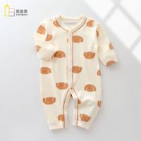 Casual Animal Flower Bow Knot Cotton Baby Rompers sku image 13