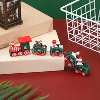 Christmas Glam Cute Train Wood Party Decorative Props main image 4
