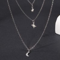 Simple Style Solid Color Star Moon Alloy Women's Three Layer Necklace main image 2