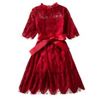 Fashion Solid Color Bowknot Cotton Blend Polyester Girls Dresses sku image 11