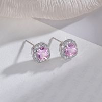 1 Pair Elegant Commute Square Plating Inlay Copper Crystal Zircon White Gold Plated Ear Studs main image 8
