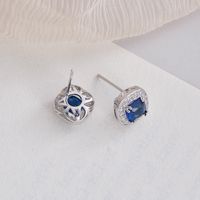 1 Pair Elegant Commute Square Plating Inlay Copper Crystal Zircon White Gold Plated Ear Studs main image 2