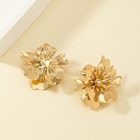 1 Pair Ig Style Simple Style Flower Plating Inlay Alloy Rhinestones 14k Gold Plated Ear Studs main image 5